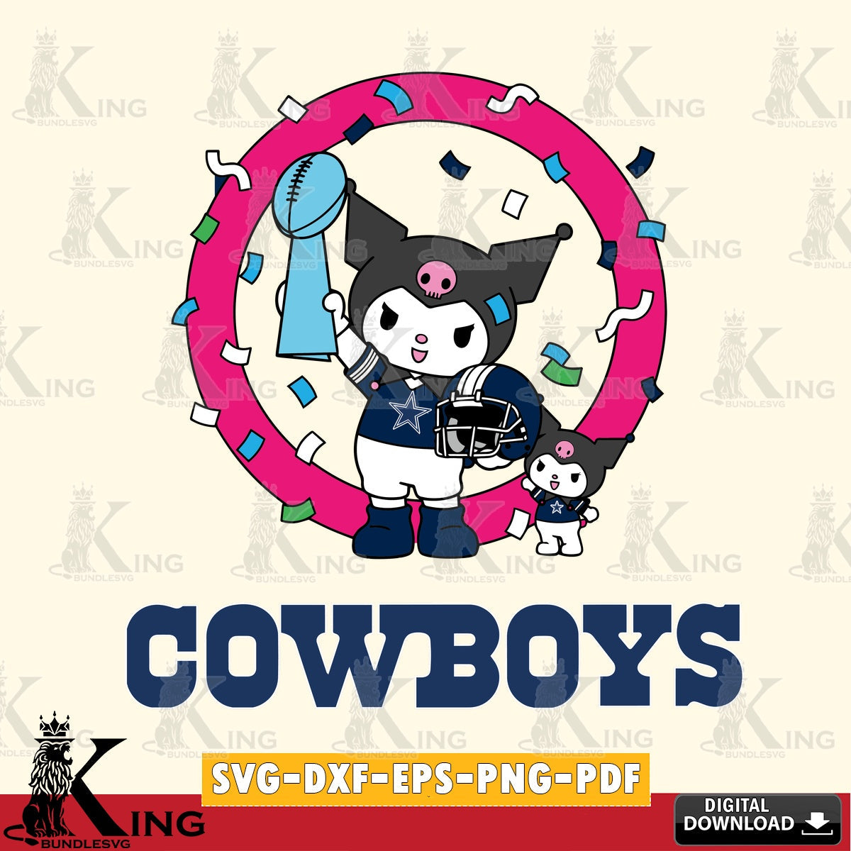 Dallas Cowboys Kuromi Football Champion SVG file, Cricut, Cut file , Digital Download , Instant Download, Sanrio svg, Clipart