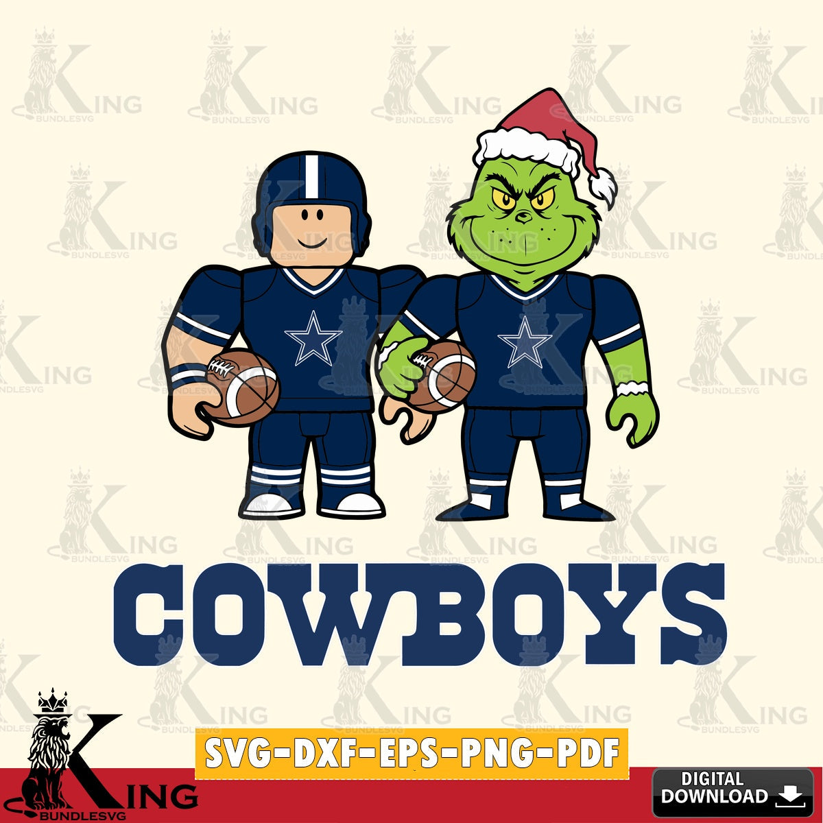 Dallas Cowboys Roblox & Grinch Football SVG file , Cricut, NFL File cut , Digital Download , PDF File