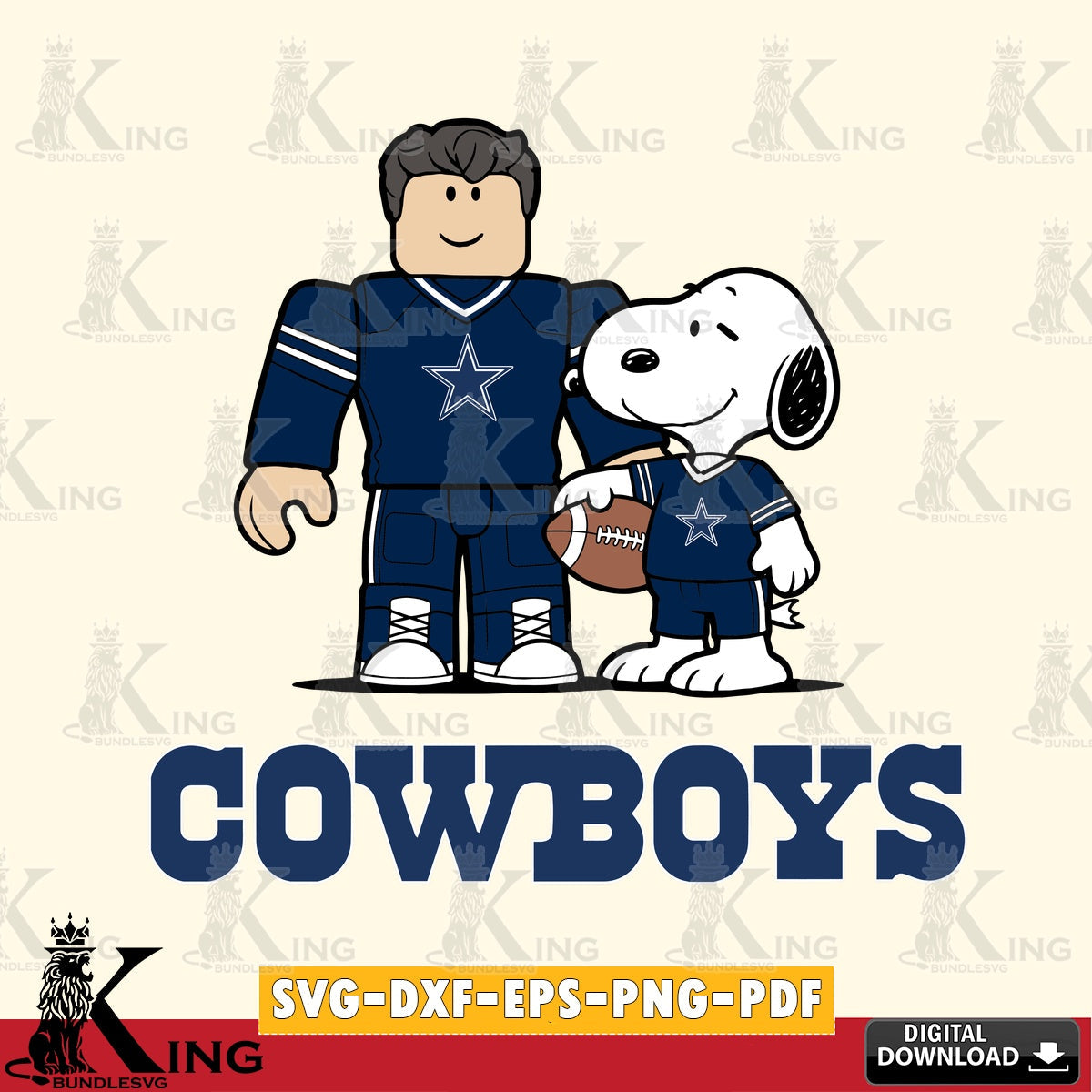 Dallas Cowboys Roblox & Snoopy Football SVG file , Cricut, NFL File cut , Digital Download , PDF File