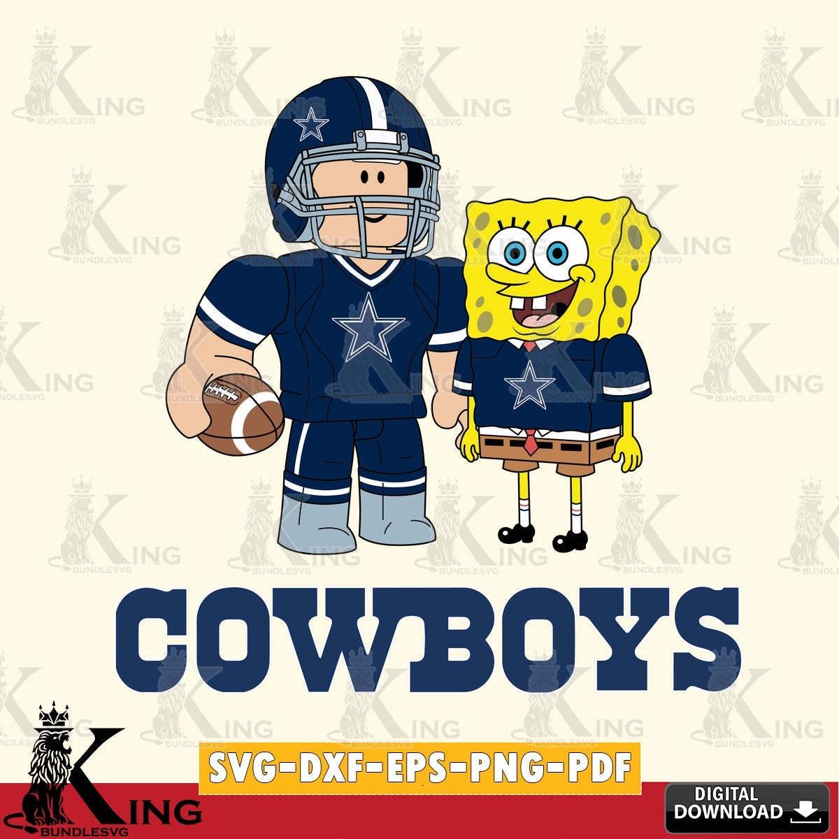 Dallas Cowboys Roblox & Spongebob Football SVG file , Cricut, NFL File cut , Digital Download , PDF File