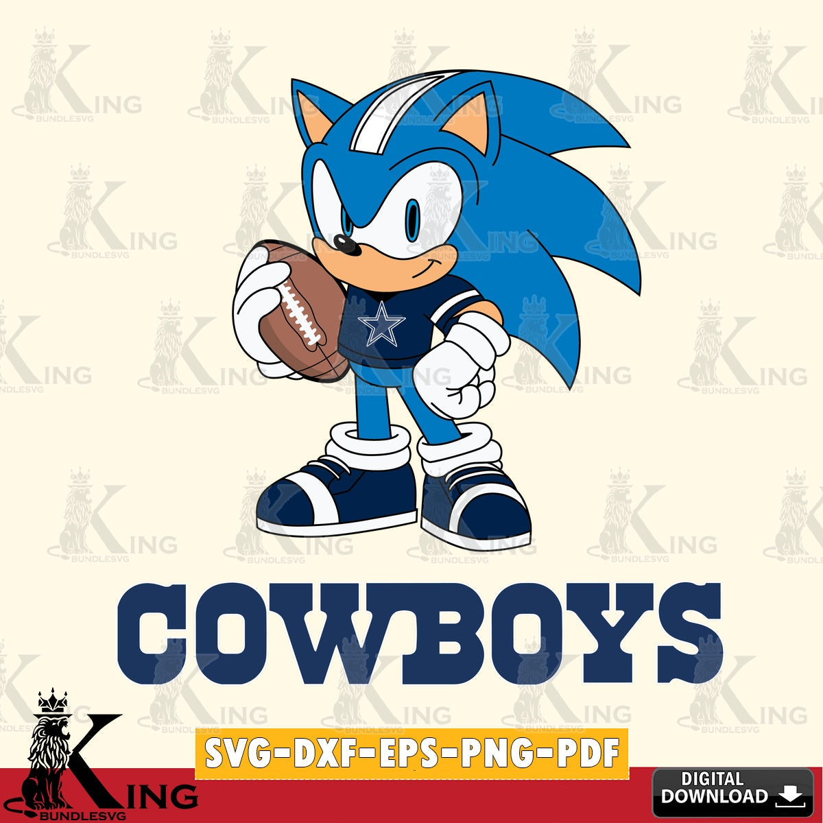 Digital download featuring Dallas Cowboys Sonic Game Day Ready, cut file ideal for vinyl projects and T-shirt printing.