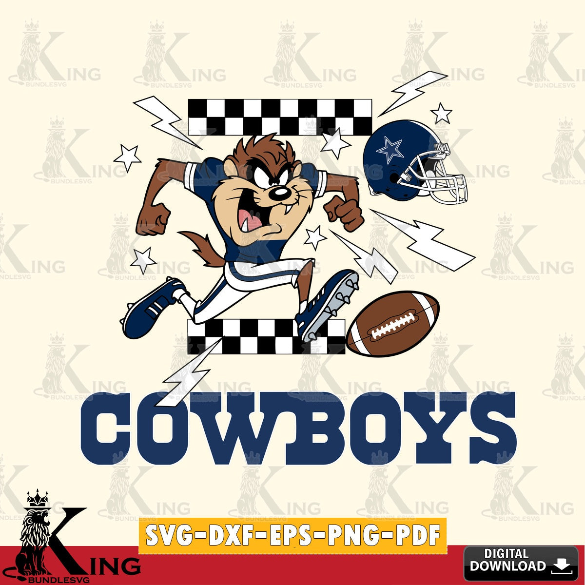 Dallas Cowboys Taz Football Lightning Cut file , Digital Download , Instant Download, Looney Tunes svg, Football svg