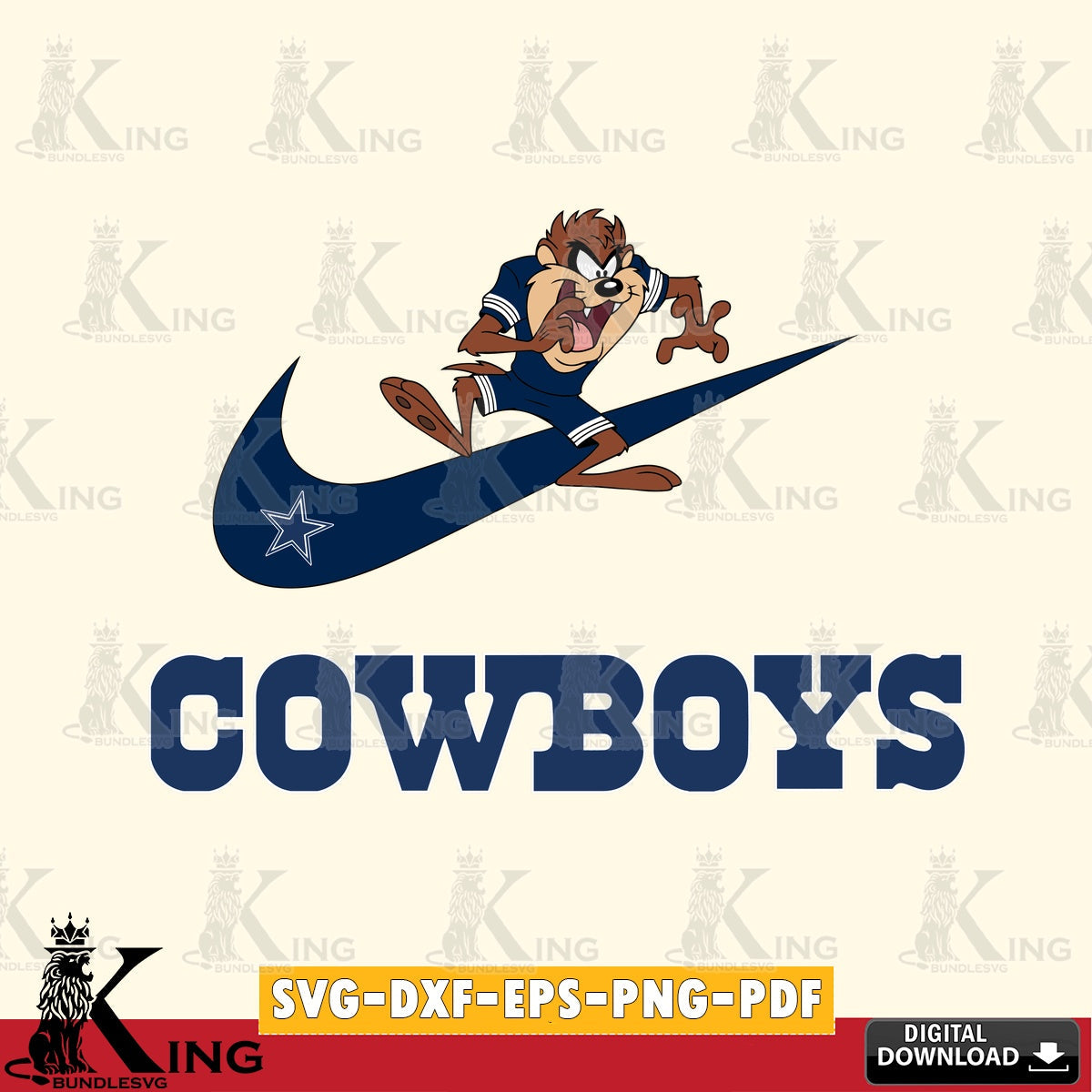 Dallas Cowboys Taz Football Nike Cut file , Digital Download , Instant Download, Looney Tunes svg, Football svg
