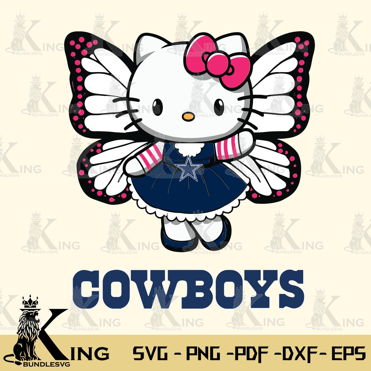 Dallas Cowboys Whimsical Kitty Wings Svg Eps Dxf Png File, Digital Download