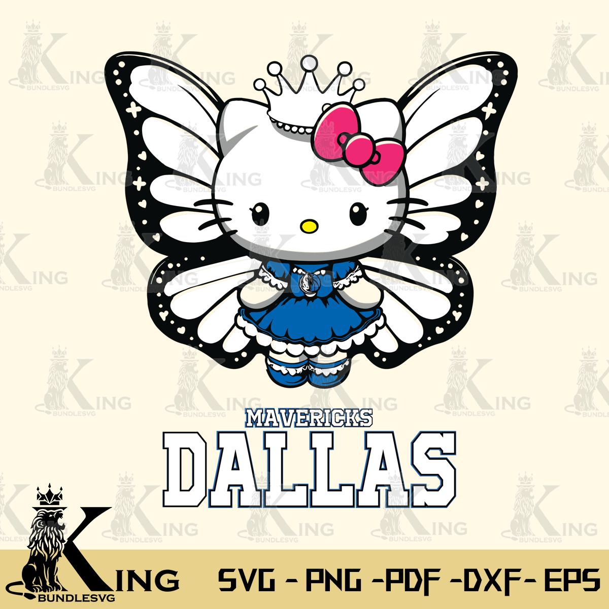 Dallas Mavericks Kitty Wings & Flowers Svg Eps Dxf Png File, Digital Download