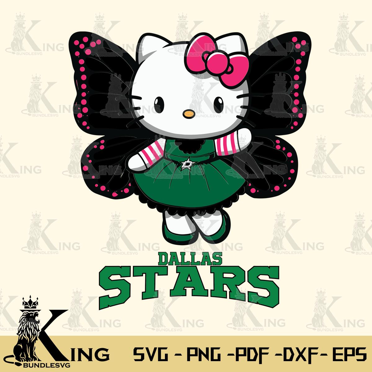 Dallas Stars Whimsical Kitty Wings Svg Eps Dxf Png File, Digital Download