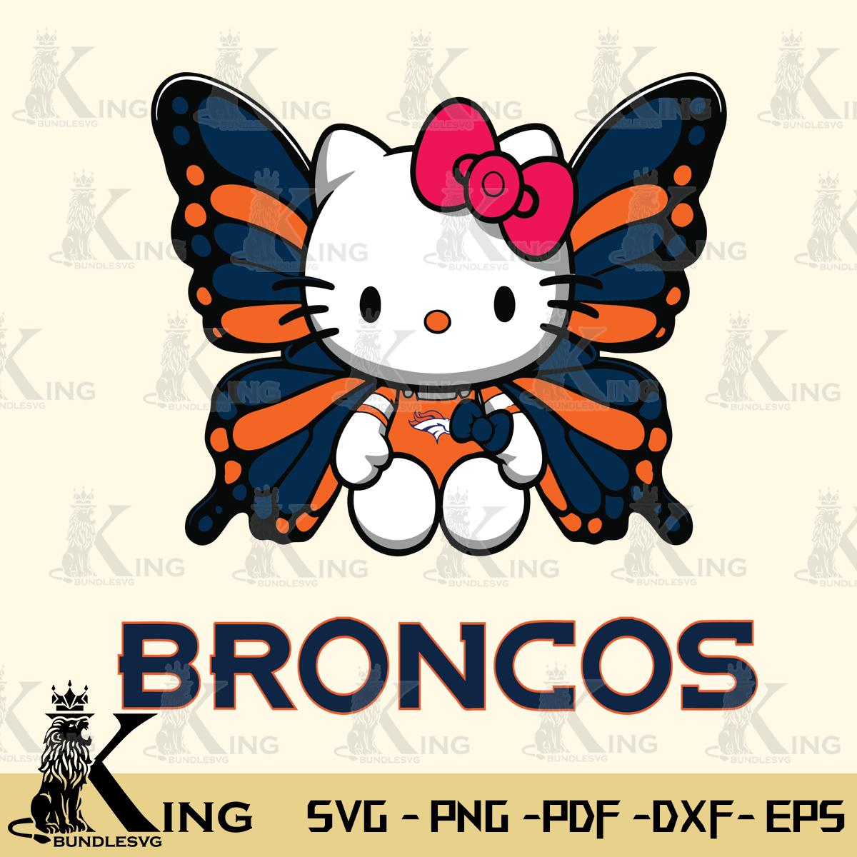 Denver Broncos Butterfly Kitty Delight Svg Eps Dxf Png File, Digital Download