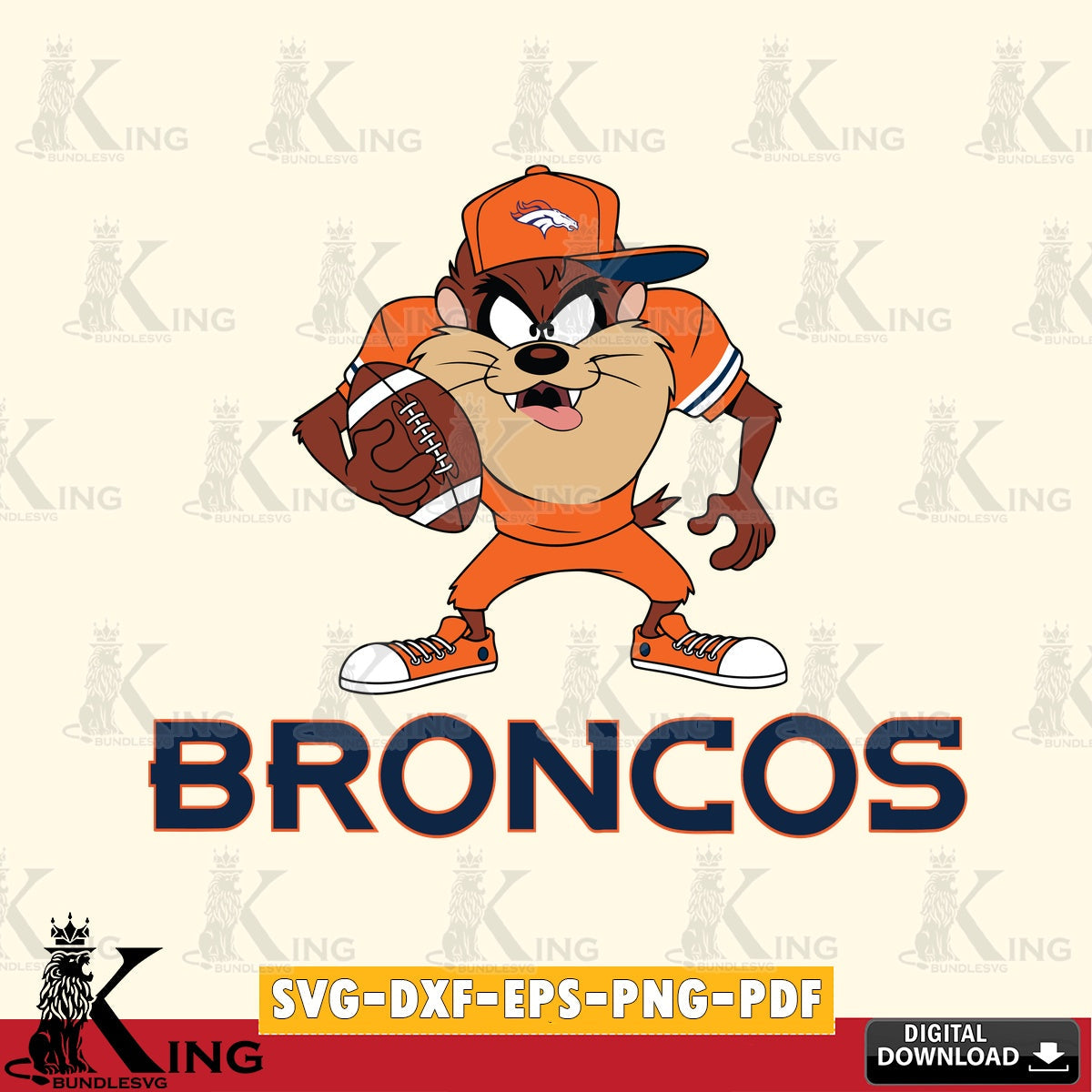 Denver Broncos Đồng phục bóng đá Taz Cut file , Digital Download , Instant Download, Looney Tunes svg, Football svg