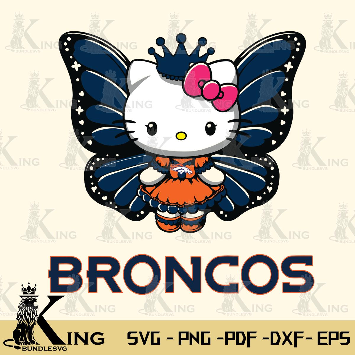 Denver Broncos Kitty Wings & Flowers Svg Eps Dxf Png File, Digital Download
