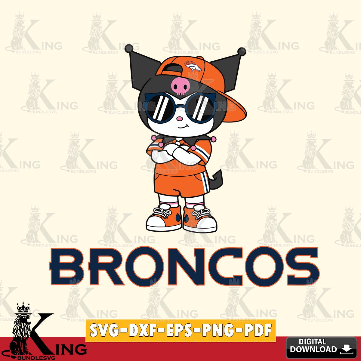 Denver Broncos Kuromi Football Jersey SVG file, Cricut, Cut file , Digital Download , Instant Download, Sanrio svg, Clipart