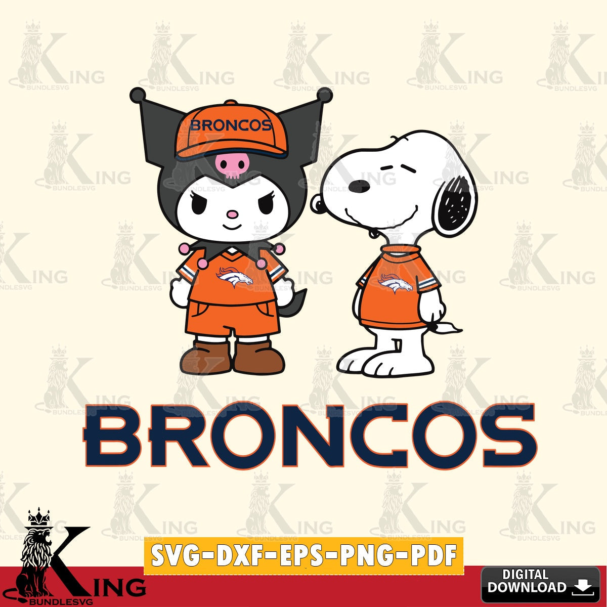 Denver Broncos Kuromi Snoopy Football SVG file, Cricut, Cut file , Digital Download , Instant Download, Sanrio svg, Clipart