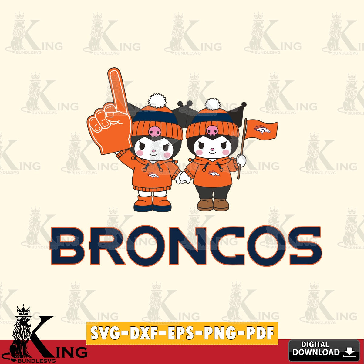 Denver Broncos Kuromi rugby Fan SVG file, Cricut, Cut file , Digital Download , Instant Download, Sanrio svg, Clipart