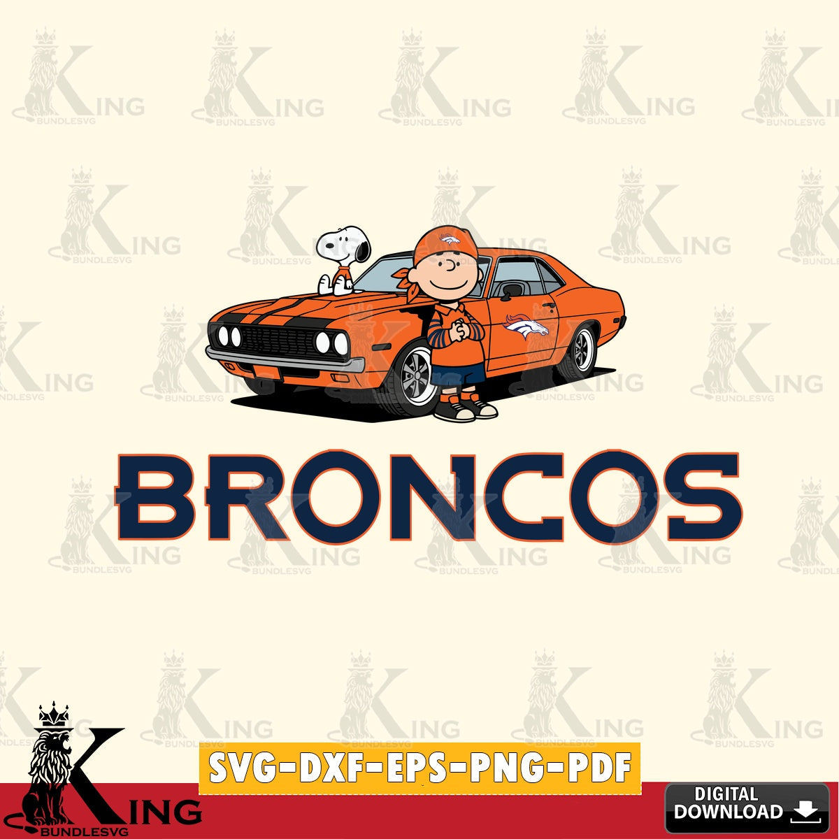 Denver Broncos Peanuts Muscle Car Cricut file , Cut file , Digital Download , PDF File , Instant Download