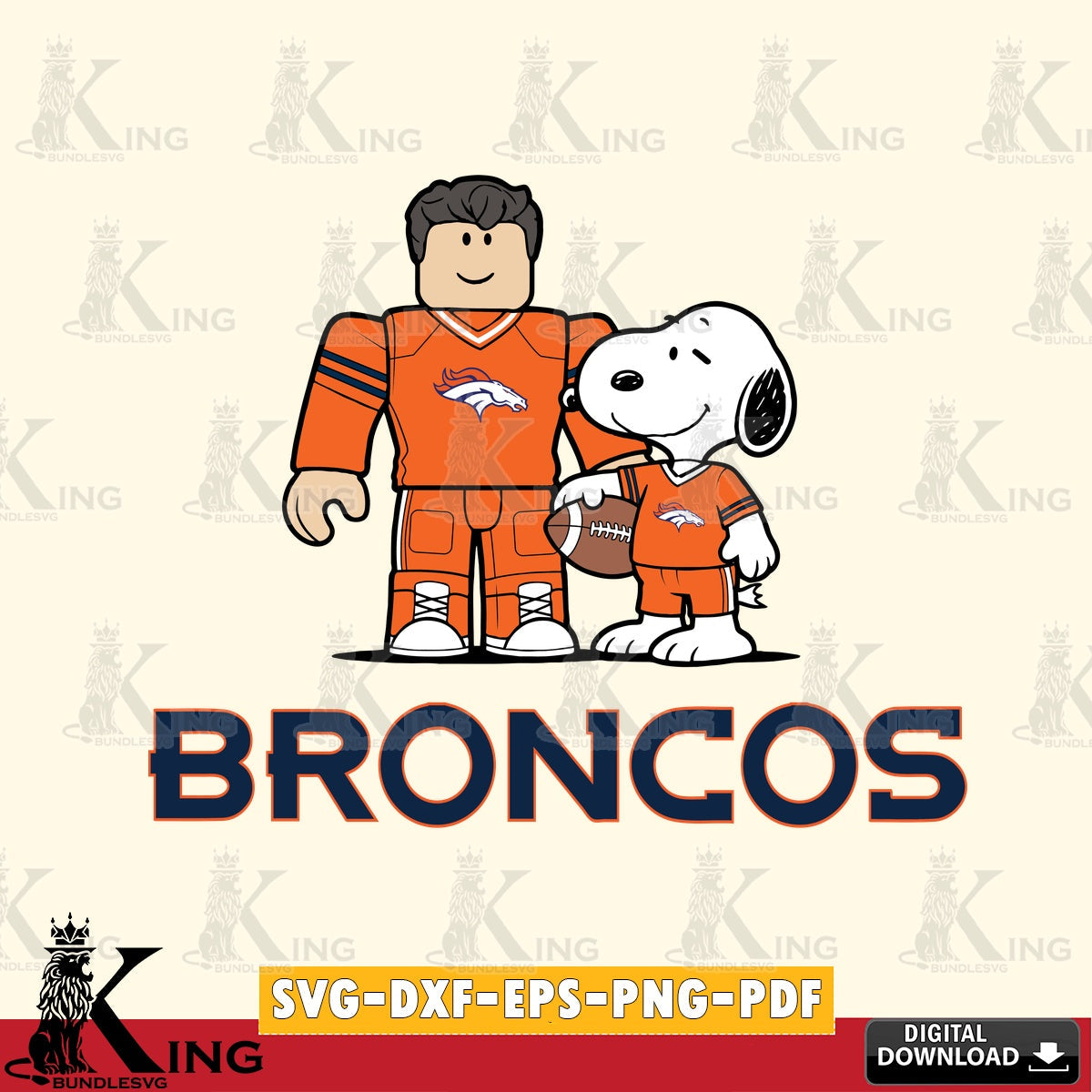 Denver Broncos Roblox & Snoopy Football SVG file , Cricut, NFL File cut , Digital Download , PDF File