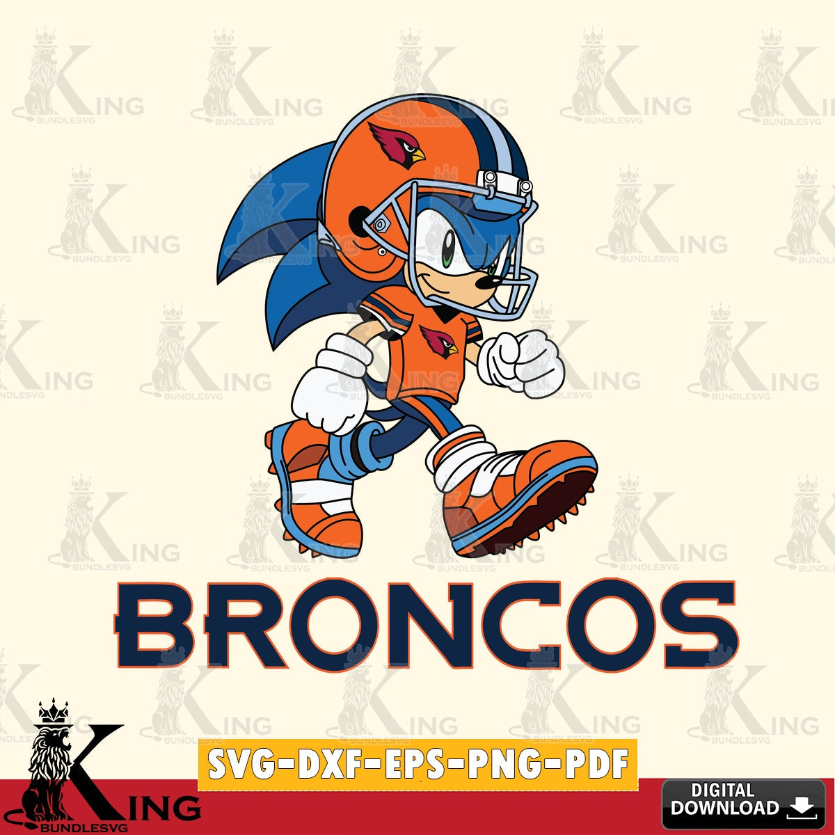 Denver Broncos Sonic Ready Football SVG file, Vector , Digital Download , PDF File , Instant Download