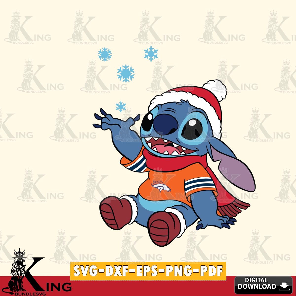 Denver Broncos Stitch Wearing Winter Scarf SVG, NFL for Cricut, Silhouette, Digital Download , file cut