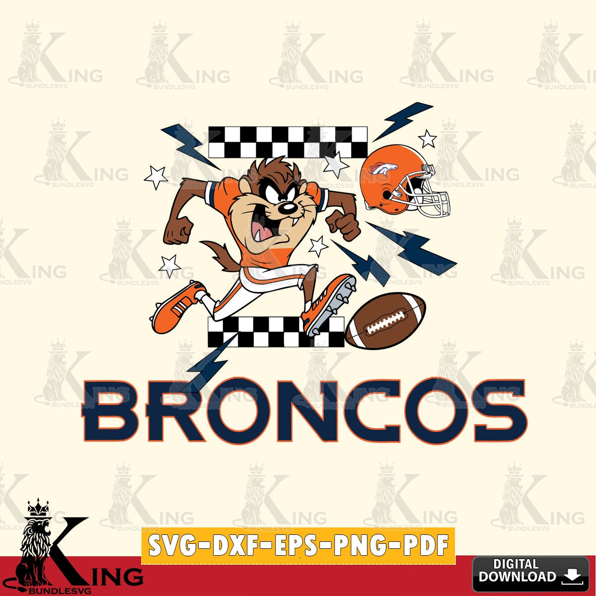 Denver Broncos Taz Football Lightning Cut file , Digital Download , Instant Download, Looney Tunes svg, Football svg