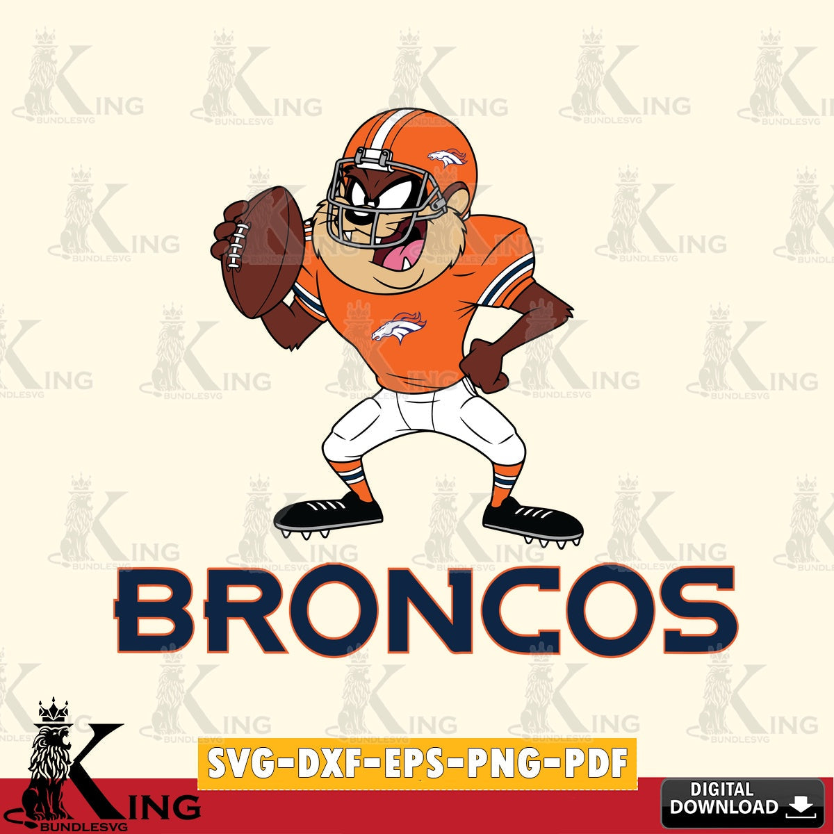 Denver Broncos Taz Football Player Cut file , Digital Download , Instant Download, Looney Tunes svg, Football svg