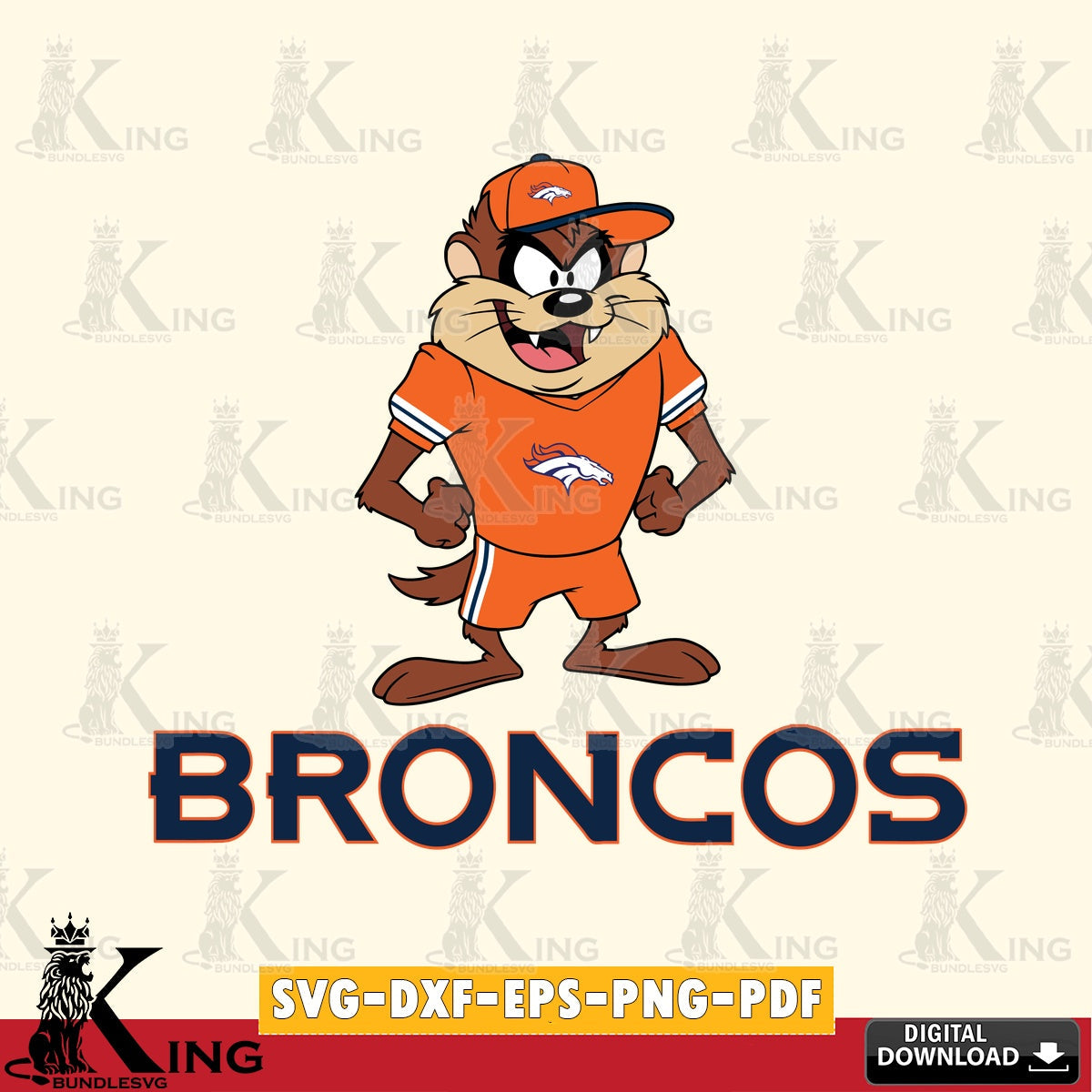 Denver Broncos Taz Standing Pose Cut file , Digital Download , Instant Download, Looney Tunes svg, Football svg