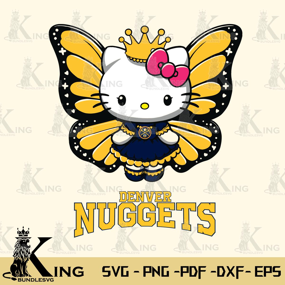 Denver Nuggets Kitty Wings & Flowers Svg Eps Dxf Png File, Digital Download