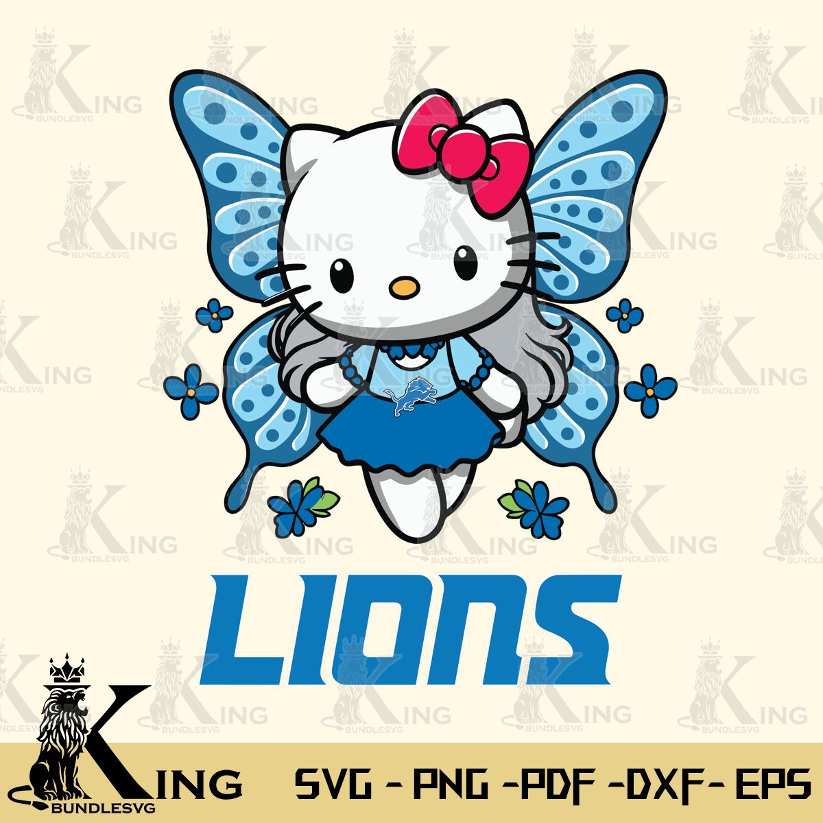 Detroit Lions Butterfly Kitty Charm Svg Eps Dxf Png File, Digital Download