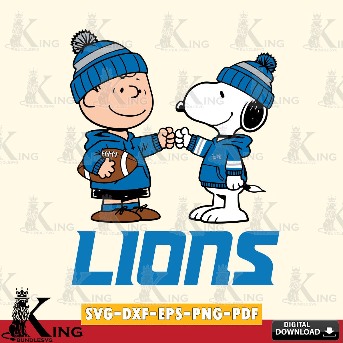 Detroit Lions CharlieBrown Football Fist Bump Cricut file , Cut file , Digital Download , PDF File , Instant Download