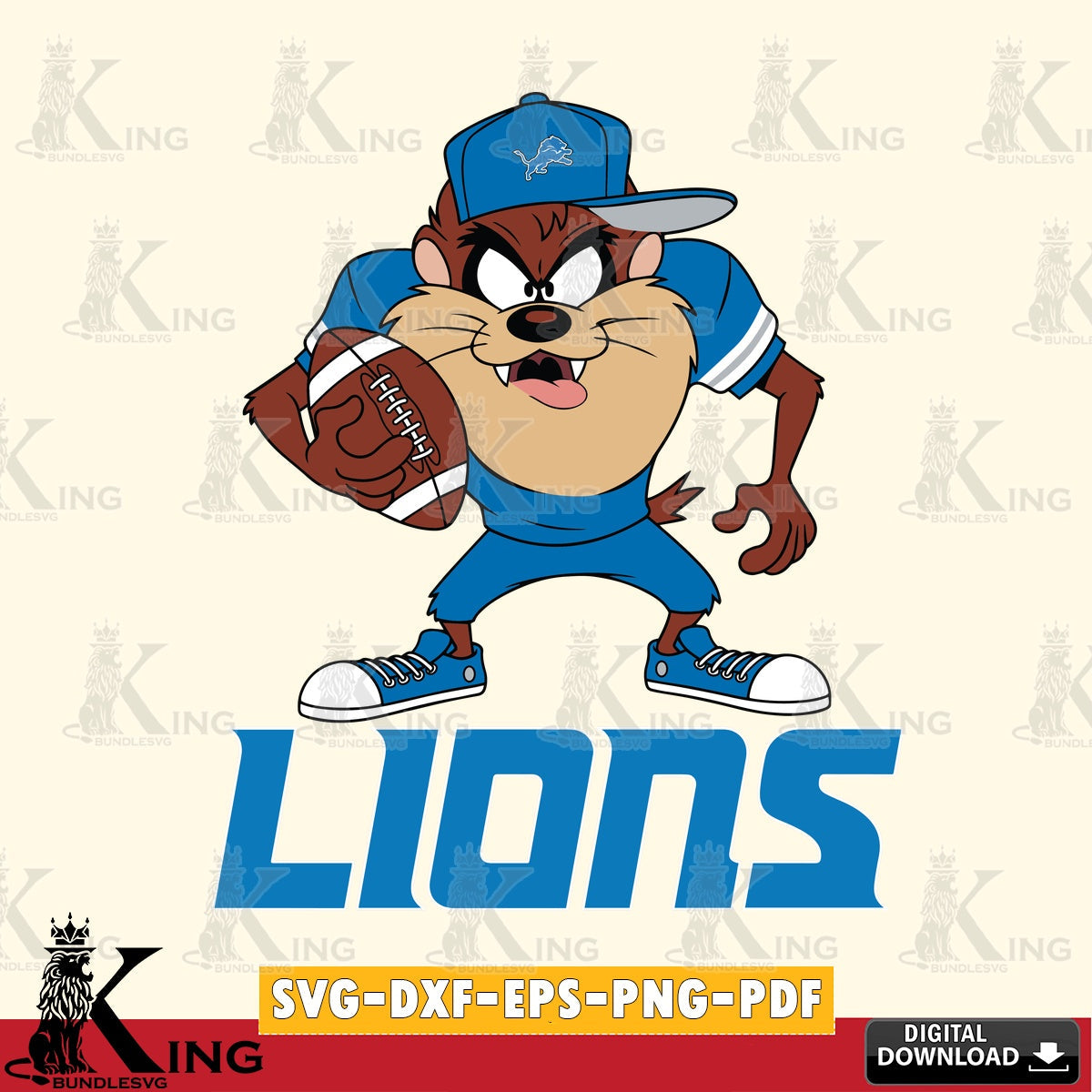 Detroit Lions Đồng phục bóng đá Taz Cut file , Digital Download , Instant Download, Looney Tunes svg, Football svg