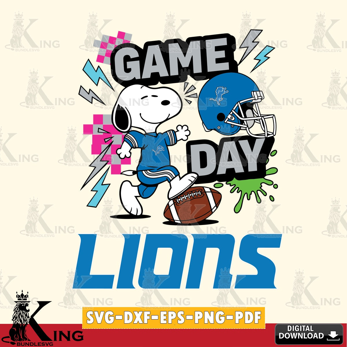 Detroit Lions Snoopy Game day Cricut file , Cut file , Digital Download , PDF File , Instant Download