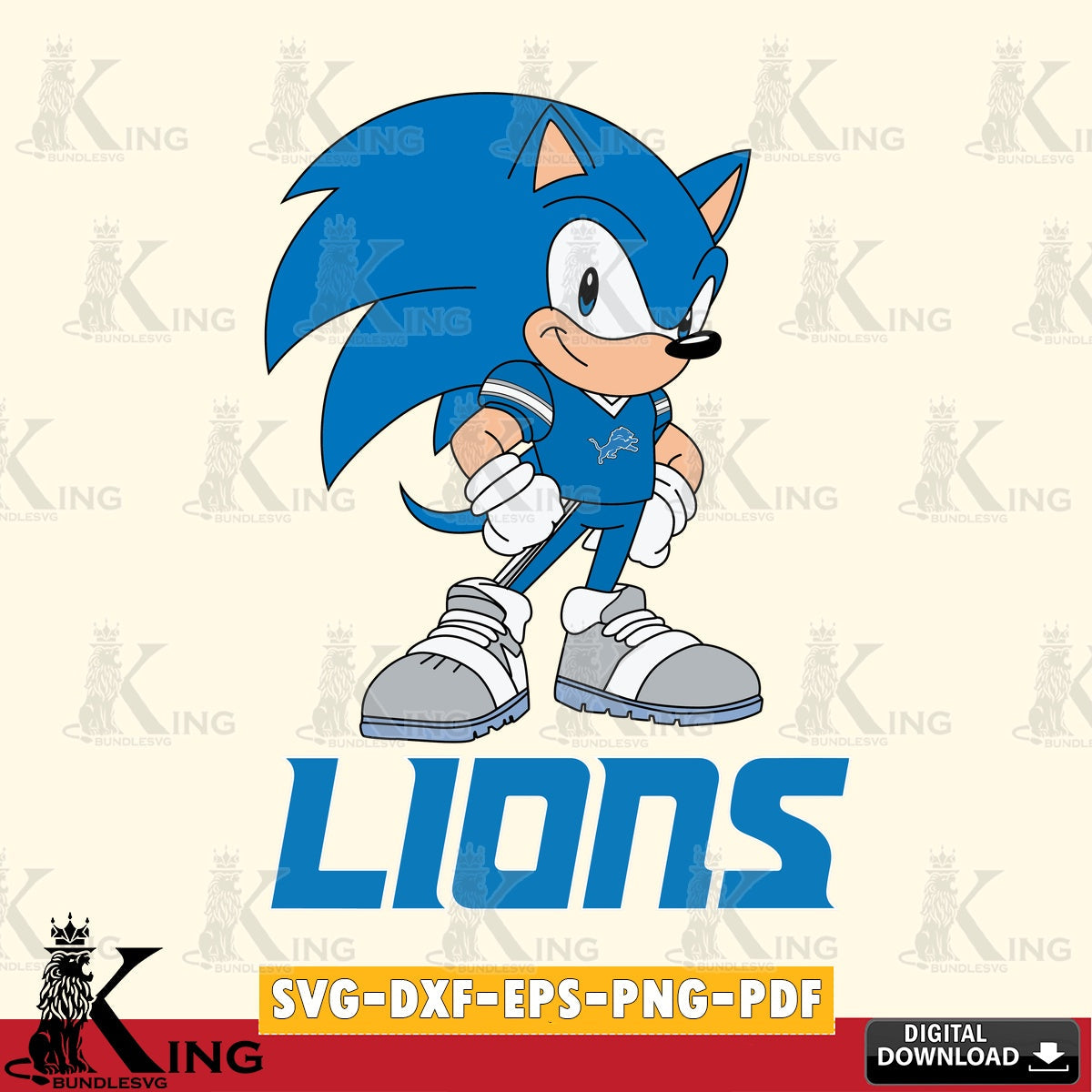 Detroit Lions Sonic Football Star Mascot SVG file, Vector , Digital Download , PDF File , Instant Download