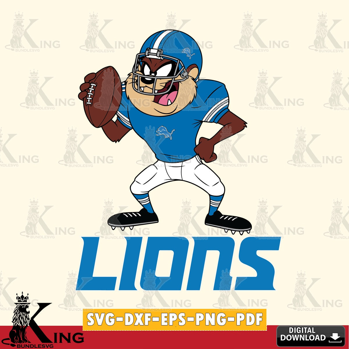 Detroit Lions Taz Football Player Cut file , Digital Download , Instant Download, Looney Tunes svg, Football svg