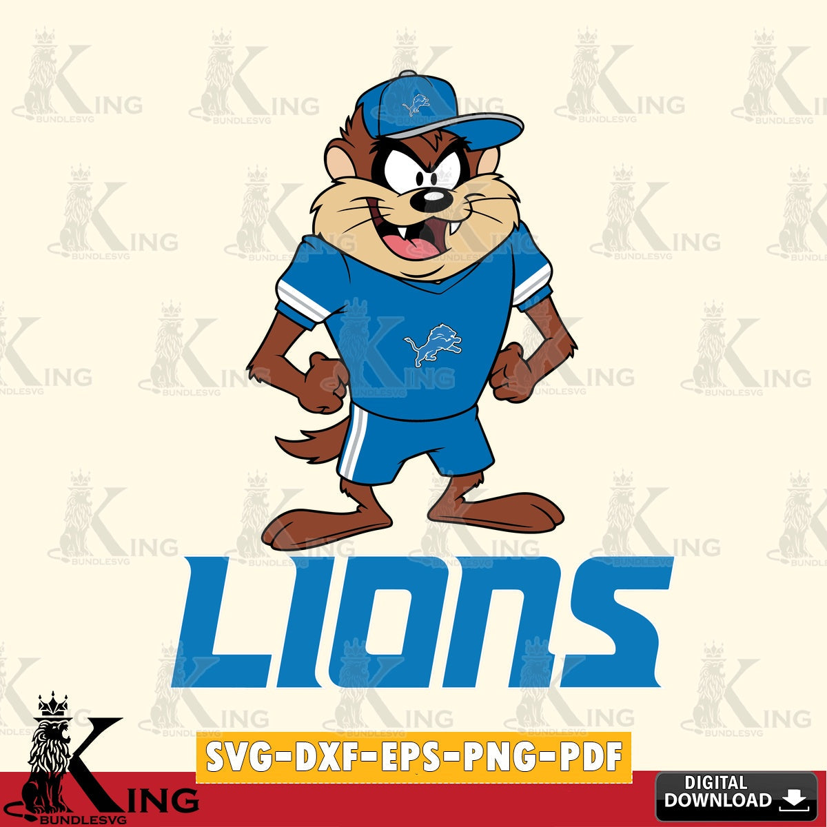 Detroit Lions Taz Standing Pose Cut file , Digital Download , Instant Download, Looney Tunes svg, Football svg