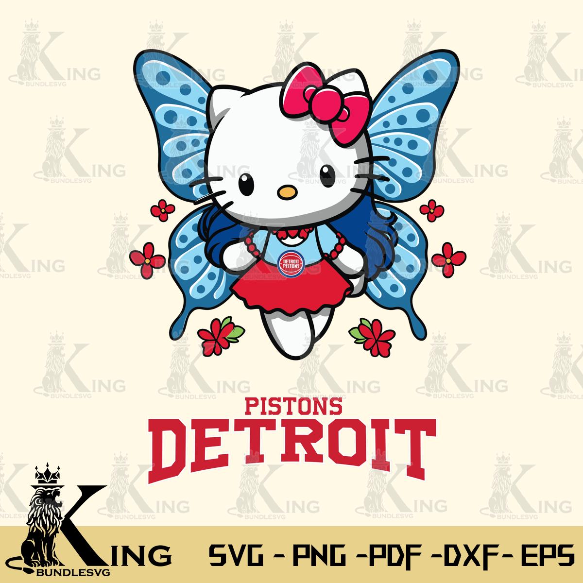 Detroit Pistons Butterfly Kitty Charm Svg Eps Dxf Png File, Digital Download