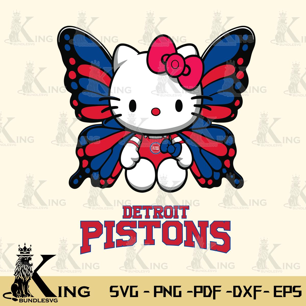 Detroit Pistons Butterfly Kitty Delight Svg Eps Dxf Png File, Digital Download