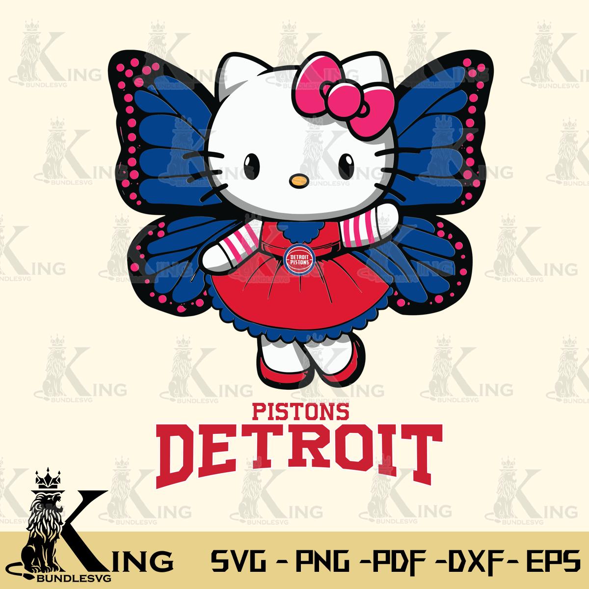 Detroit Pistons Whimsical Kitty Wings Svg Eps Dxf Png File, Digital Download