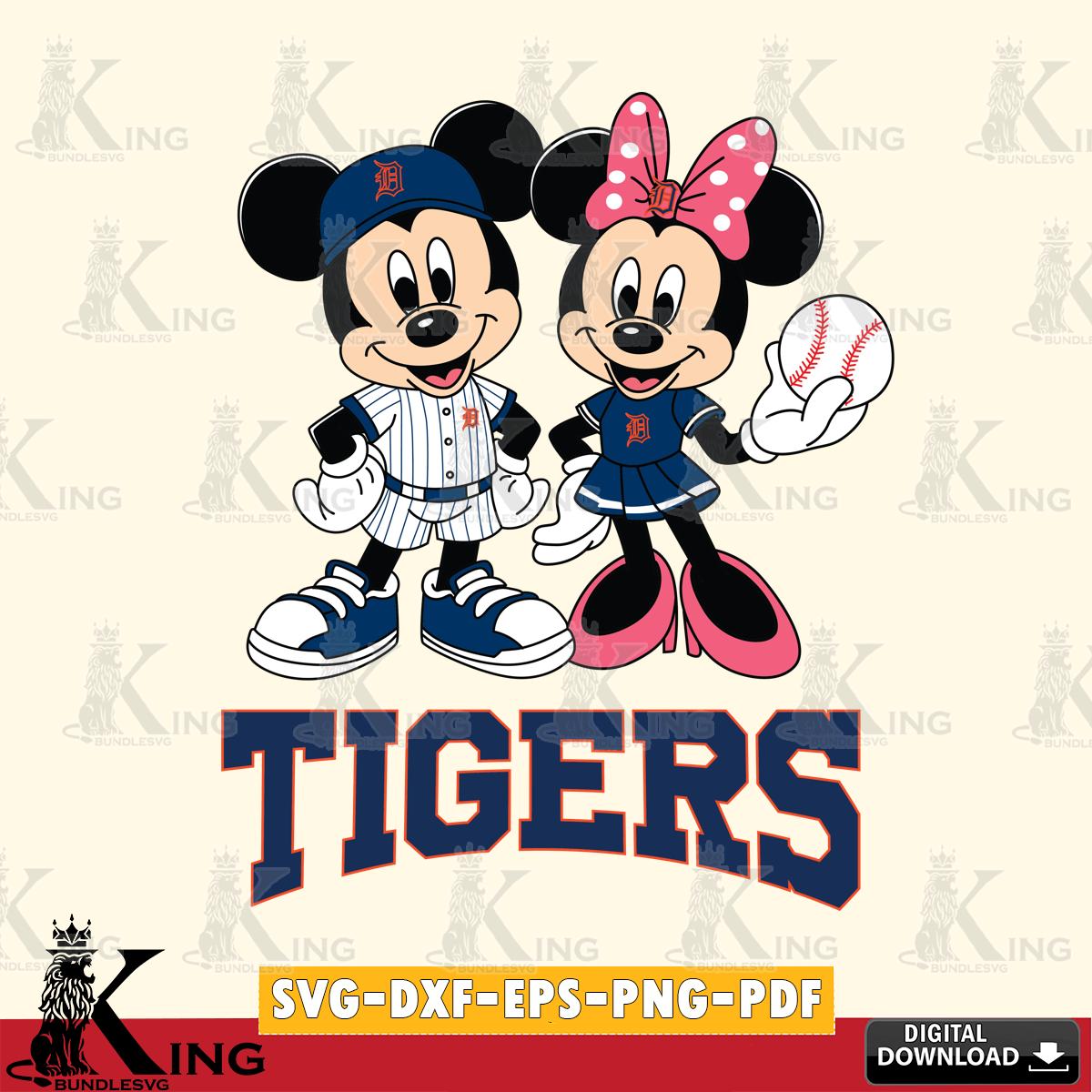 Detroit Tigers Baseball Mickey Minnie Mouse SVG File, MLB for Cricut, Silhouette, Digital Download , file cut