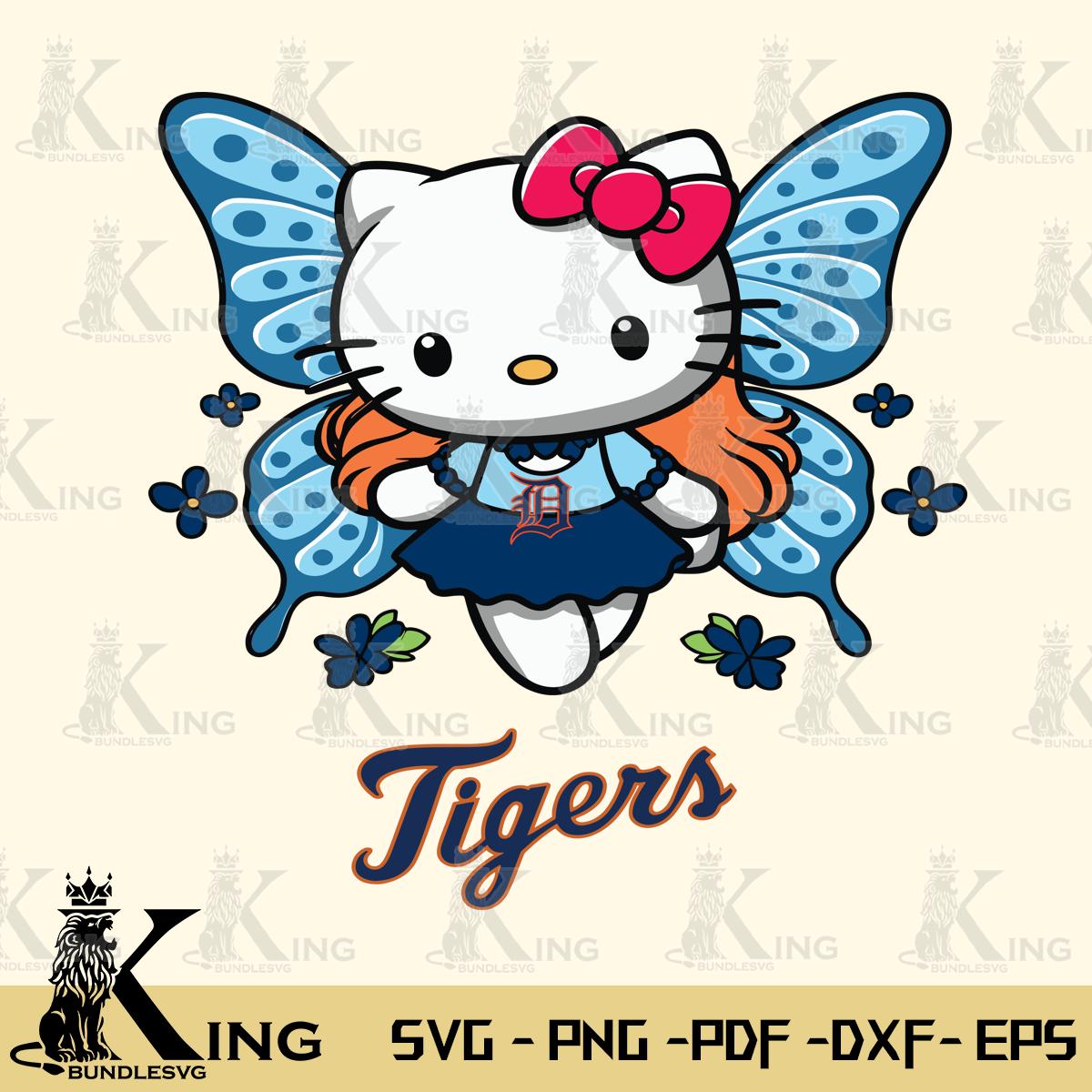 Detroit Tigers Butterfly Kitty Charm Svg Eps Dxf Png File, Digital Download