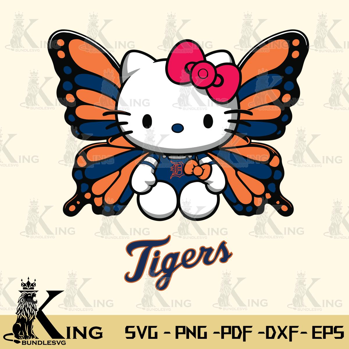 Detroit Tigers Butterfly Kitty Delight Svg Eps Dxf Png File, Digital Download