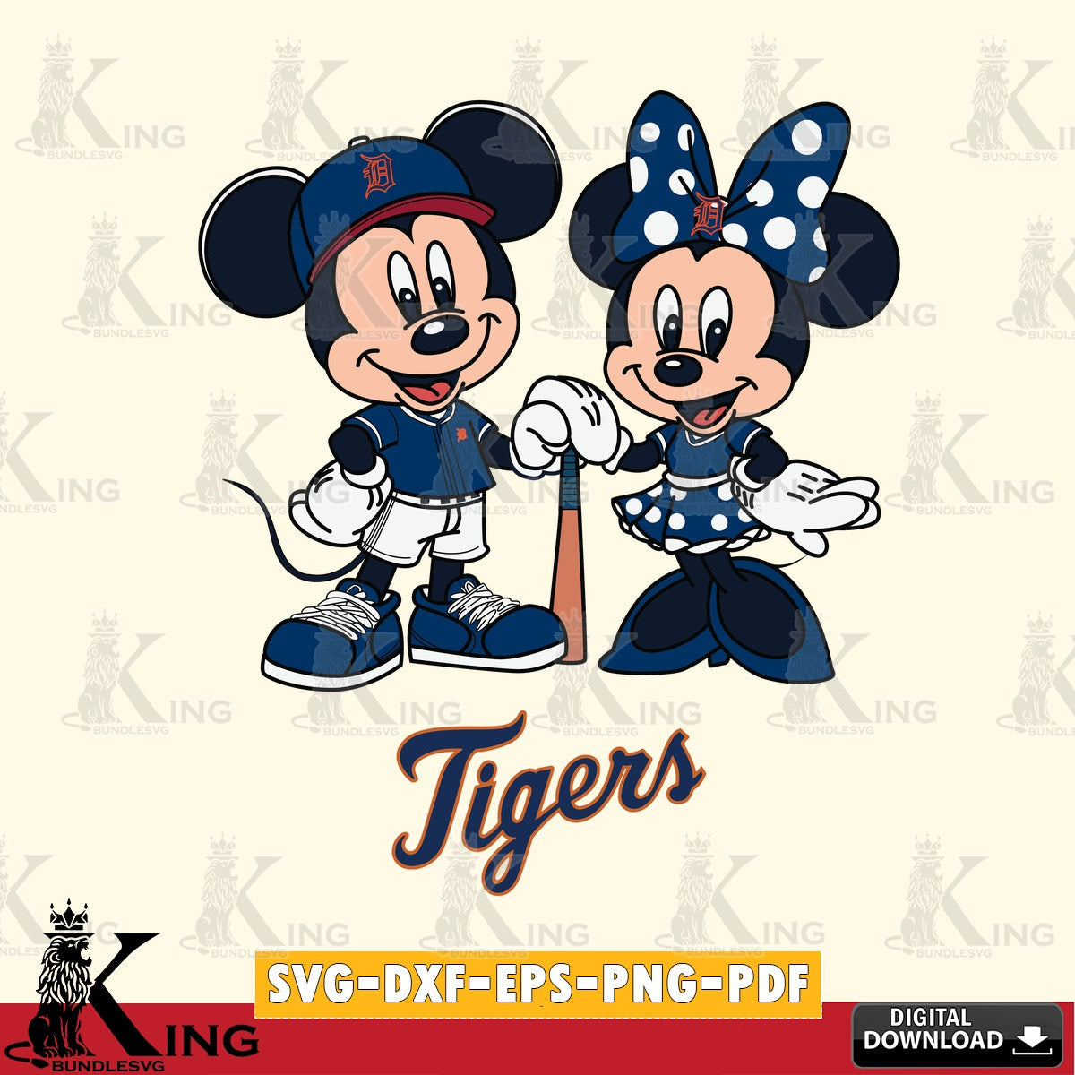 Detroit Tigers Mickey Minnie Mouse Sport SVG file , For Cricut, File cut , Digital Download , PDF File, Cut Files