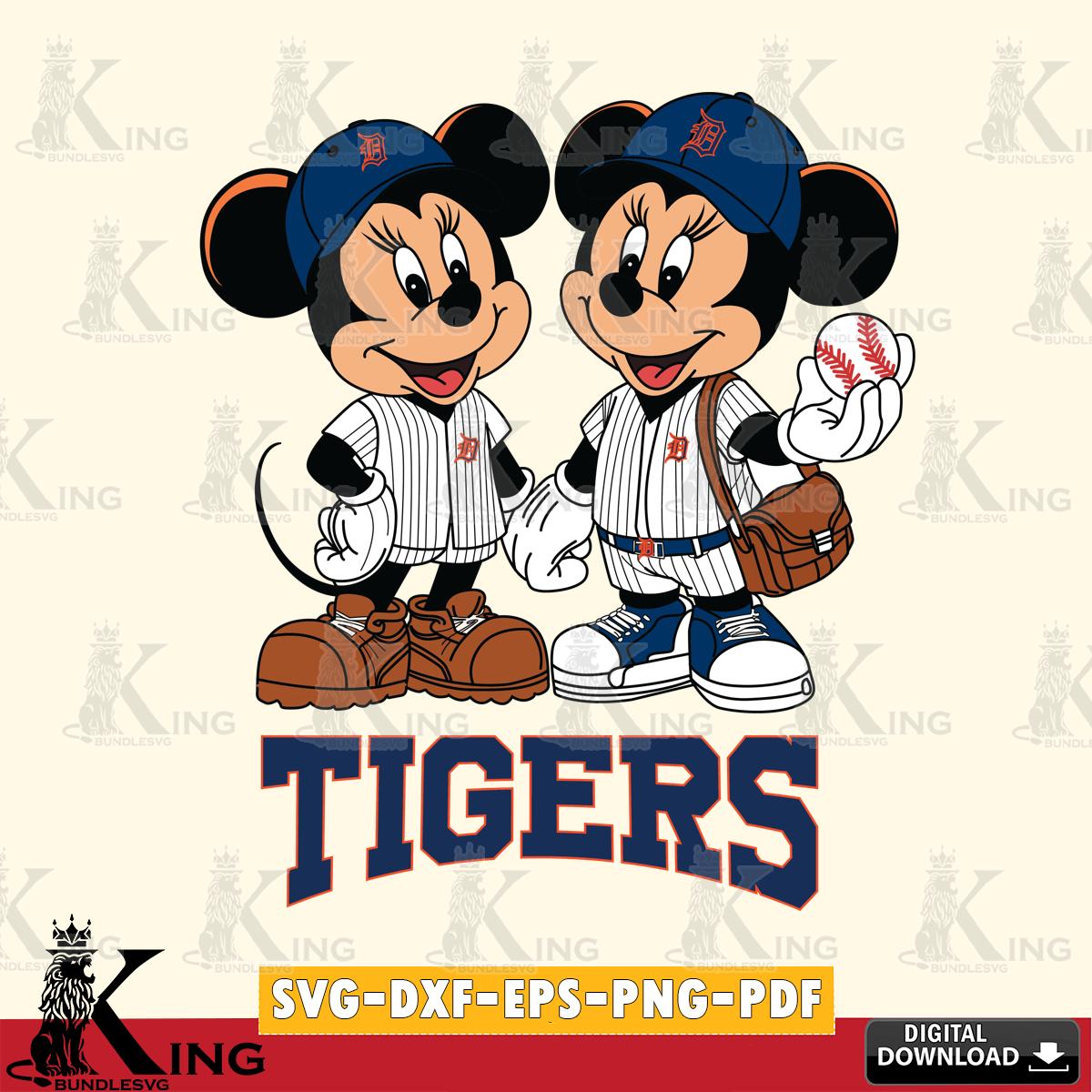 Detroit Tigers Mickey Minnie Mouse couple SVG File, MLB for Cricut, Silhouette, Digital Download , file cut