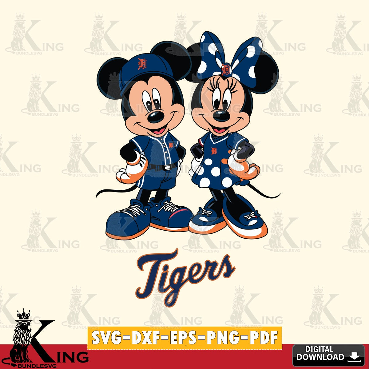 Detroit Tigers Mickey Minnie Mouse couple sport SVG file , For Cricut, File cut , Digital Download , PDF File, Cut Files