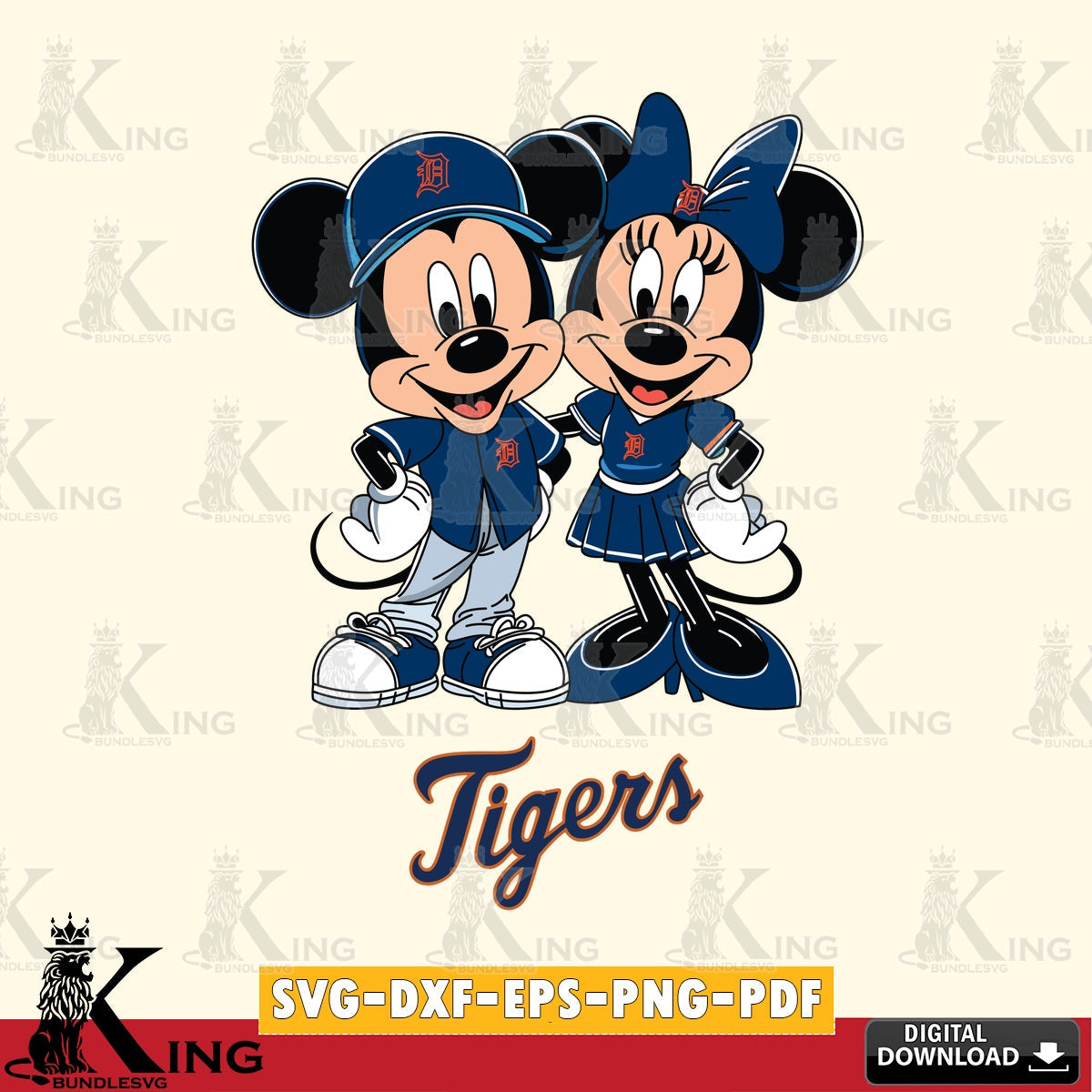 Detroit Tigers Mickey Minnie Mouse smile SVG file , For Cricut, File cut , Digital Download , PDF File, Cut Files