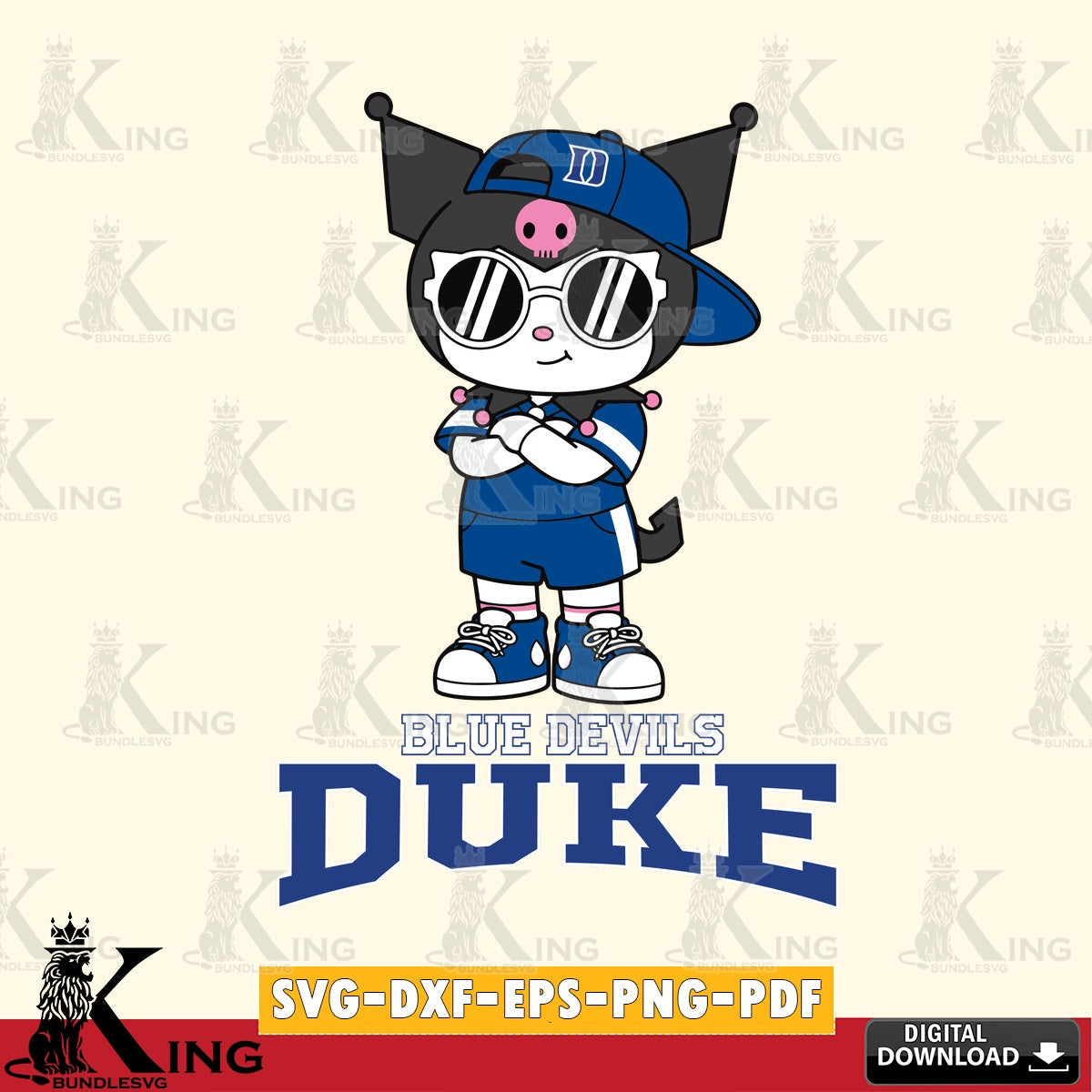 Duke Blue Devils Kuromi Football Jersey SVG file, Cricut, Cut file , Digital Download , Instant Download, Sanrio svg, Clipart