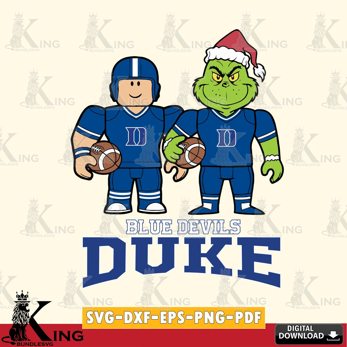 Duke Blue Devils Roblox & Grinch Football SVG file , NCAA Cricut, File cut , Digital Download , PDF File