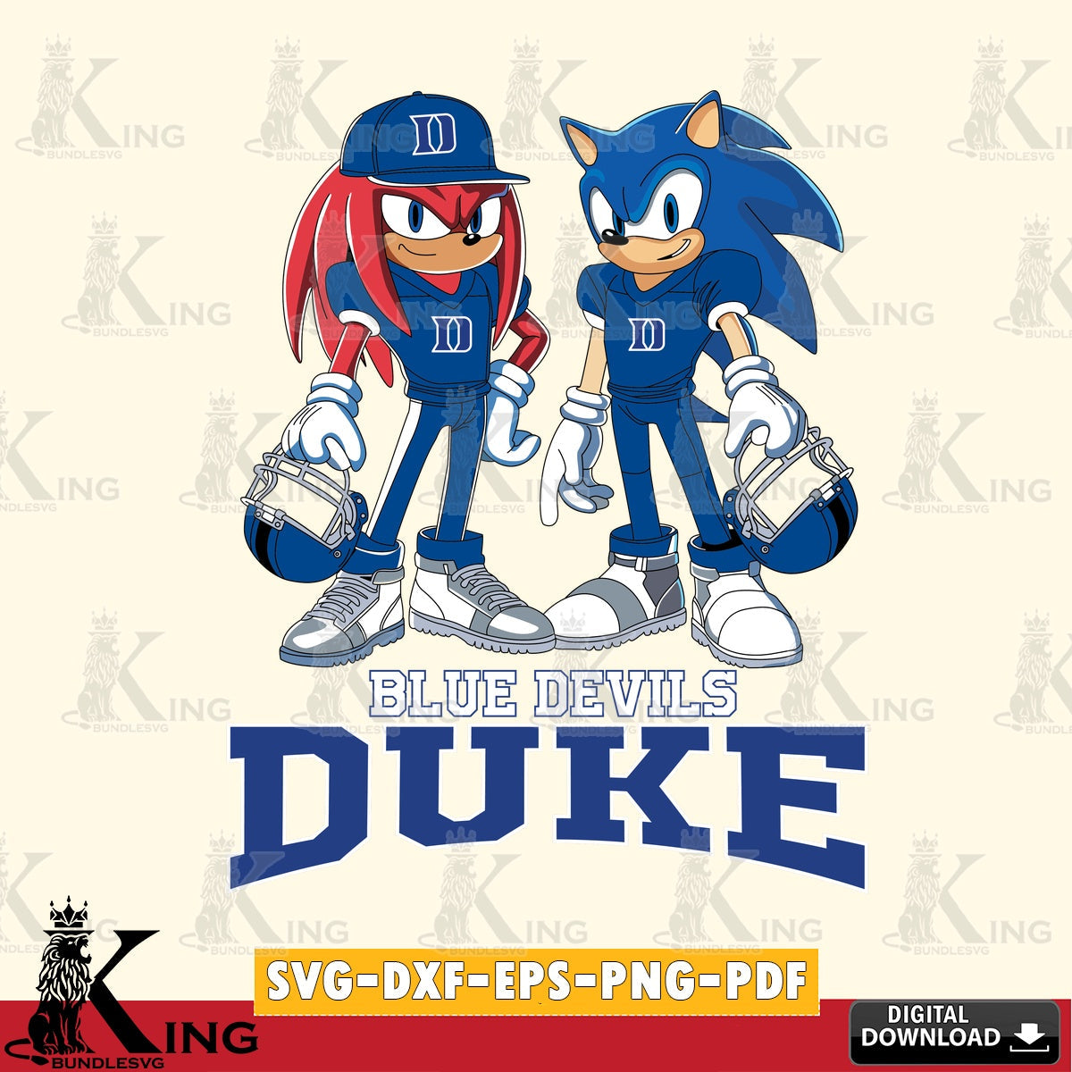 Duke Blue Devils Sonic And Knuckles Player Football SVG file, Vector , Digital Download , PDF File , Instant Download