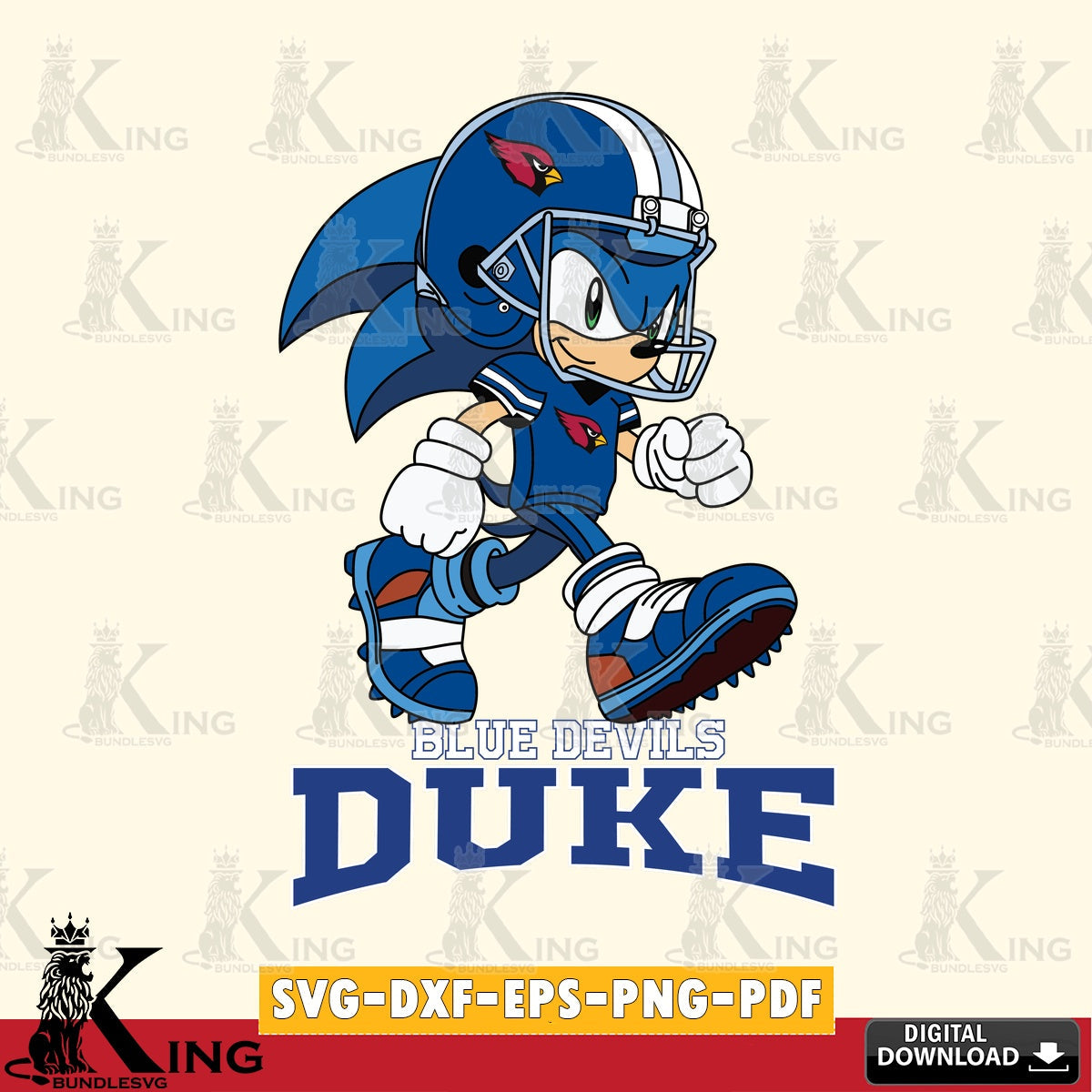 Digital clipart of Duke Blue Devils Sonic Ready Football, digital download for Cricut Maker and paper crafts