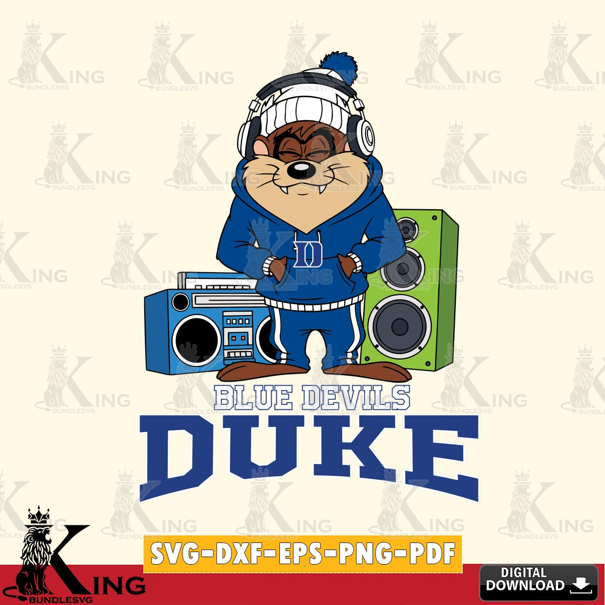 Duke Blue Devils Taz Hip Hop SVG file, Cut file , Digital Download , Instant Download, Taz svg, NCAA svg