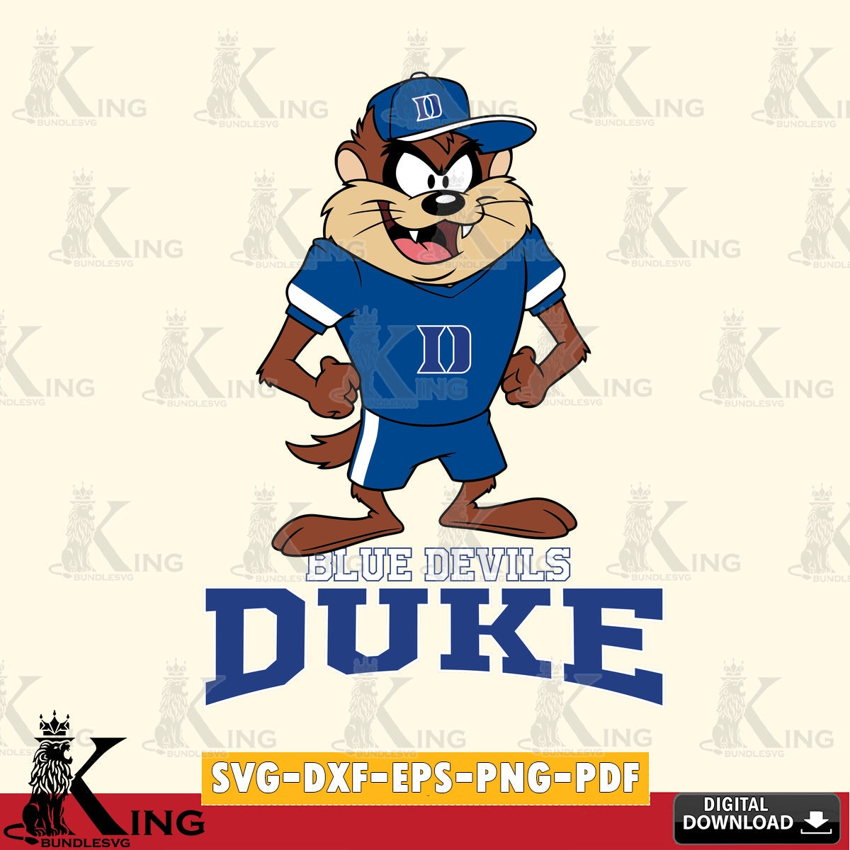 Duke Blue Devils Taz Standing Pose SVG file, Cut file , Digital Download , Instant Download, Taz svg, NCAA svg