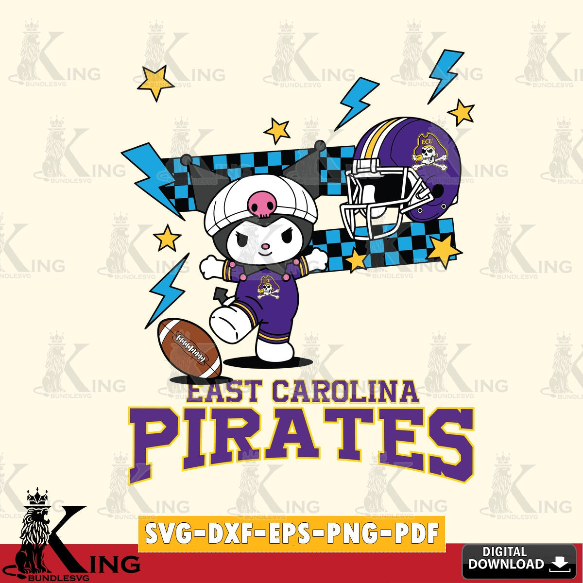 East Carolina Pirates Kuromi Game Day SVG file, Cricut, Cut file , Digital Download , Instant Download, Sanrio svg, Clipart