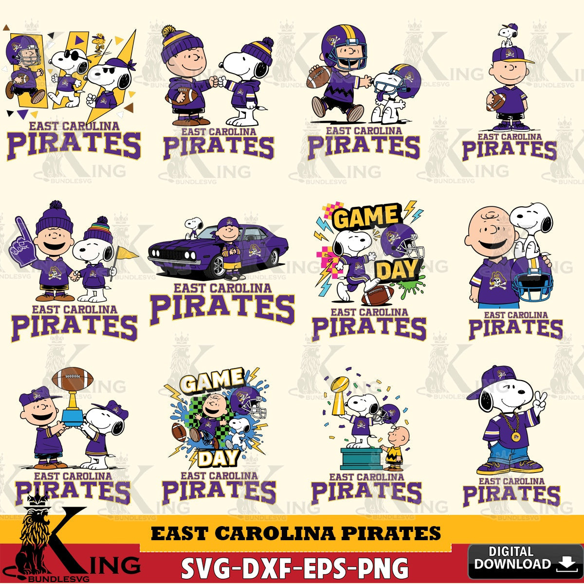 East Carolina Pirates Peanuts Football NCAA Bundle SVG, Cricut, Cut file , Digital Download , Instant Download, Peanuts svg, NCAA svg, Football svg, Sport svg