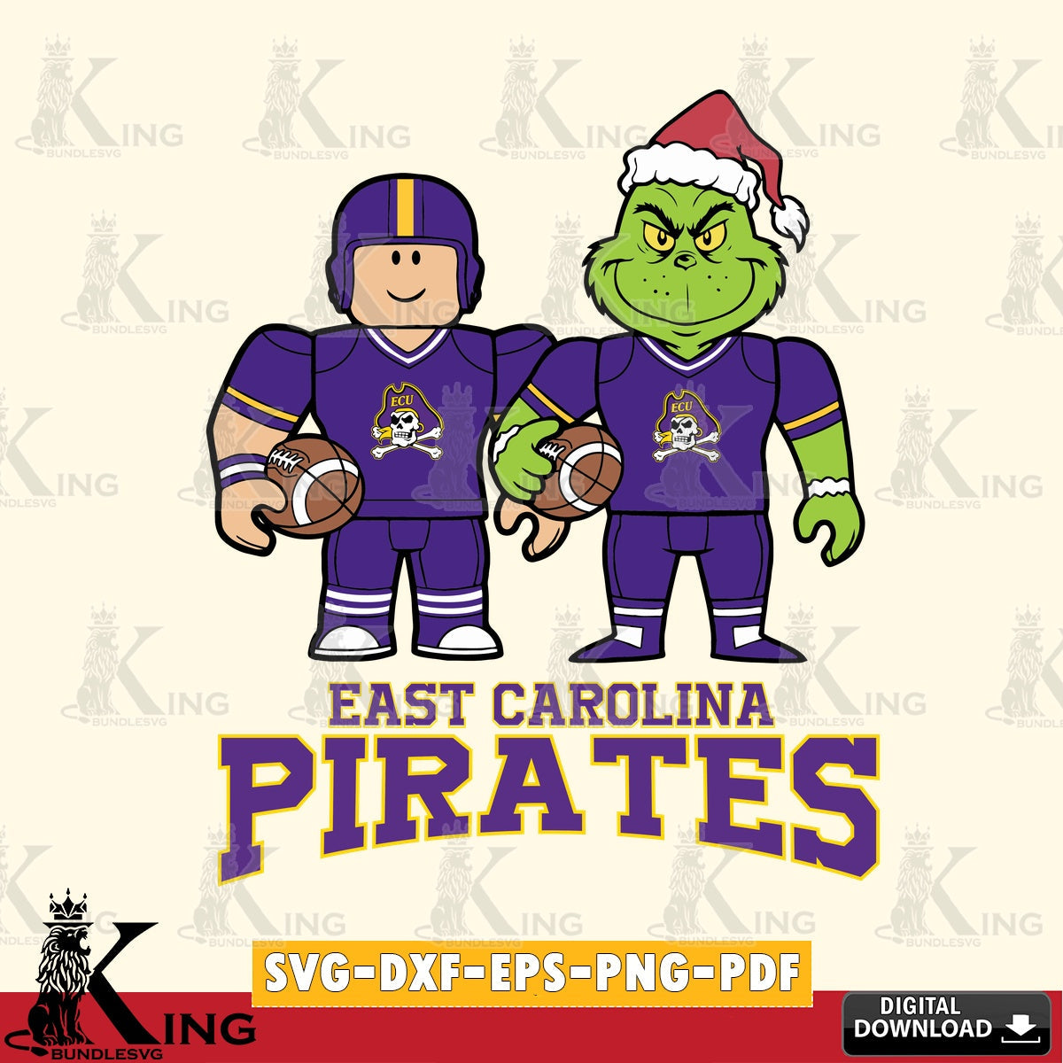 East Carolina Pirates Roblox & Grinch Football SVG file , NCAA Cricut, File cut , Digital Download , PDF File